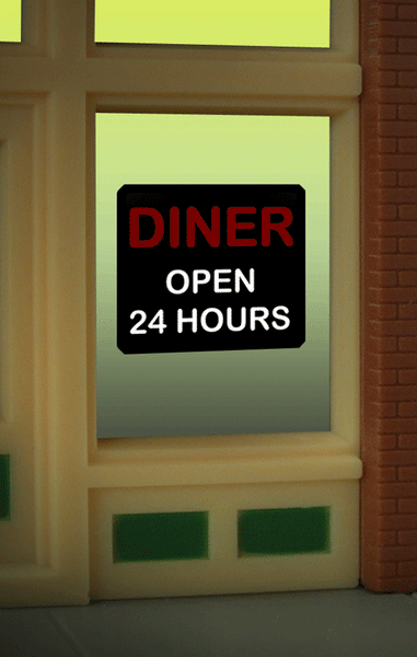 Diner window sign Size 2" W x 2.2" T Suitable for HO/O scales