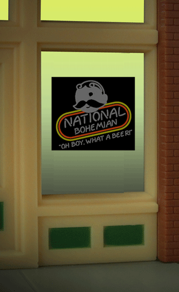 Natty Boh Window sign Size 2" W x 2.2" T Suitable for HO/O scales