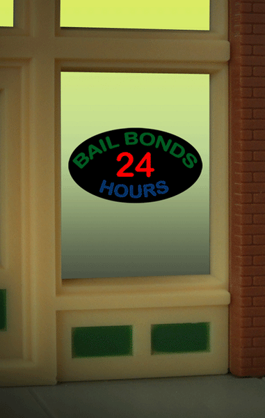 Bail Bonds sign Size 2" W x 2.2" T Suitable for HO/O scales