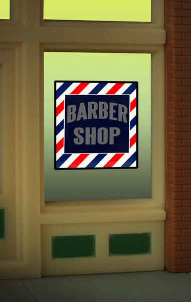 Barber window sign Size 2" W x 2.2" T Suitable for HO/O scales