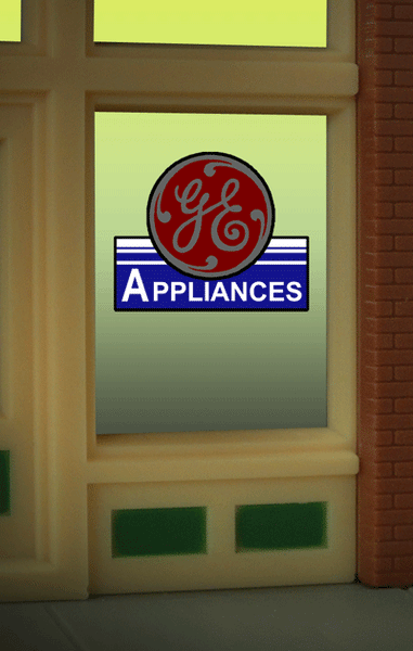 GE Window Sign Size 2" W x 2.2" T Suitable for HO/O scales Price $17.95