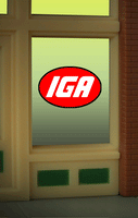 IGA Window sign Size 2" W x 2.2" T Suitable for HO/O scales